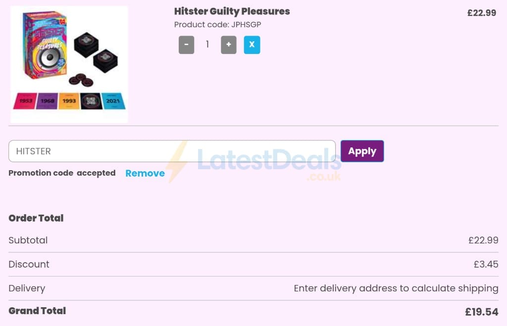 Screenshot of the Happy Puzzle discount code working