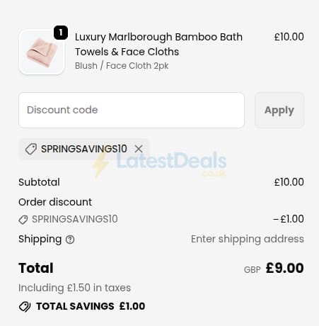 Screenshot of the Allure Bath Fashions discount code working
