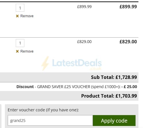 Screenshot of the One Garden discount code working