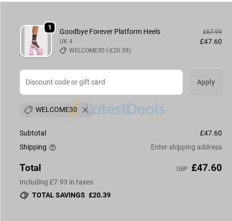 Screenshot of the Lamoda discount code working