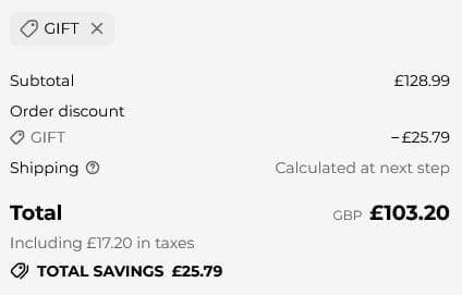 Screenshot of the Tartan Weaving Mill discount code working