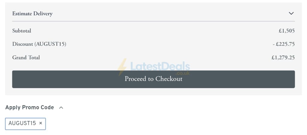 Screenshot of the Willow & Hall discount code working