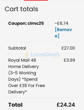 Screenshot of the ProSwimwear discount code working