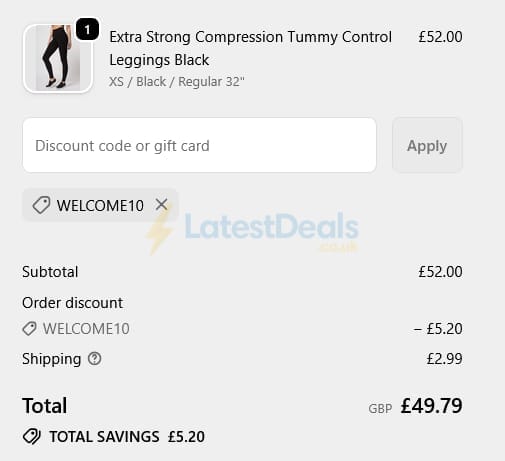 Screenshot of the TLC Sport discount code working