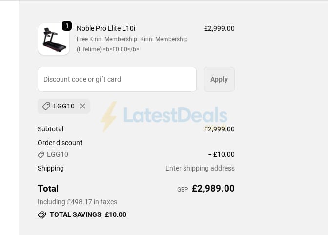 Screenshot of the Best Gym Equipment discount code working
