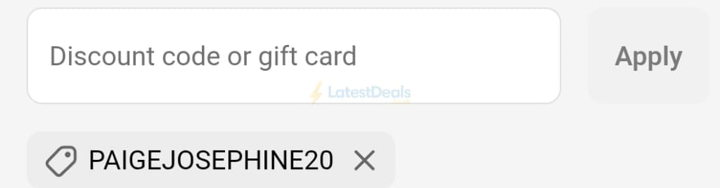 Screenshot of the P. Louise discount code working