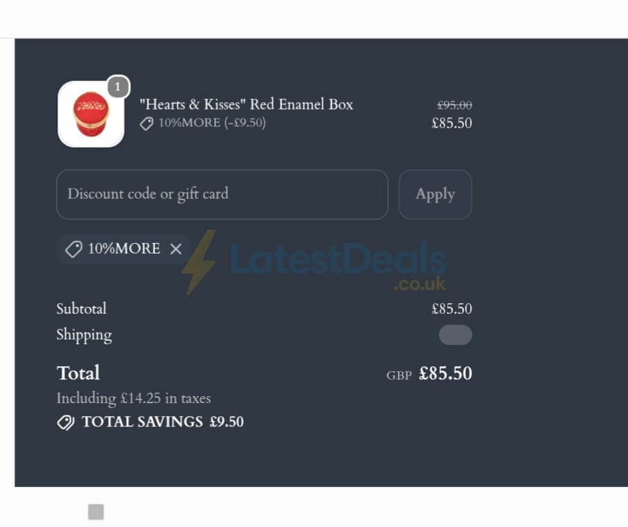 Screenshot of the Halcyon Days discount code working