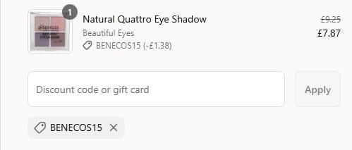 Screenshot of the MYPURE discount code working
