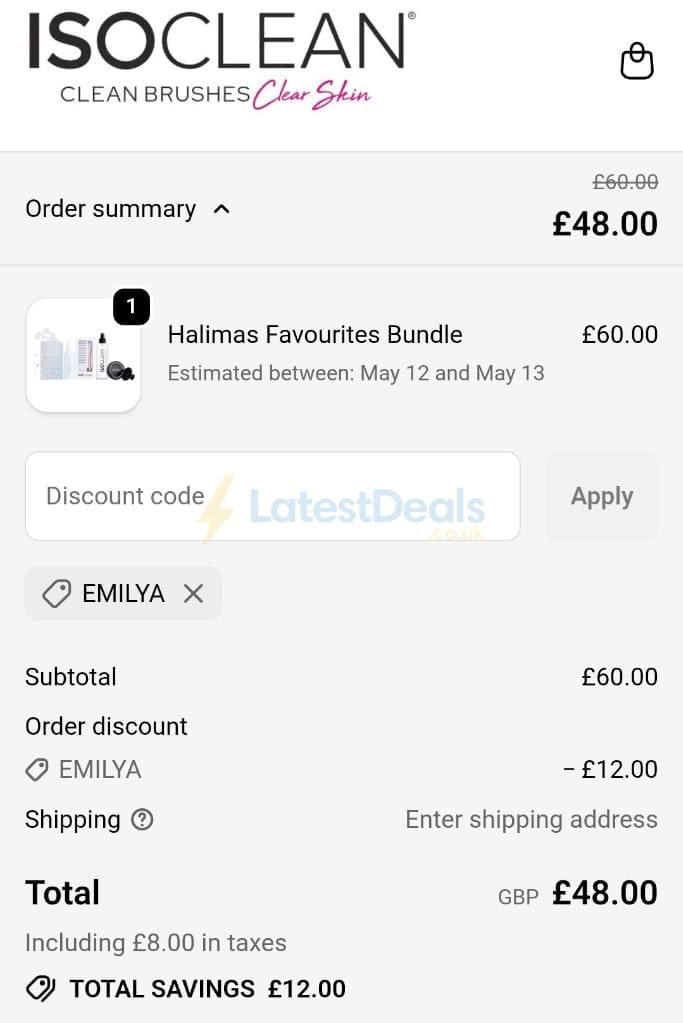 Screenshot of the ISO Clean discount code working