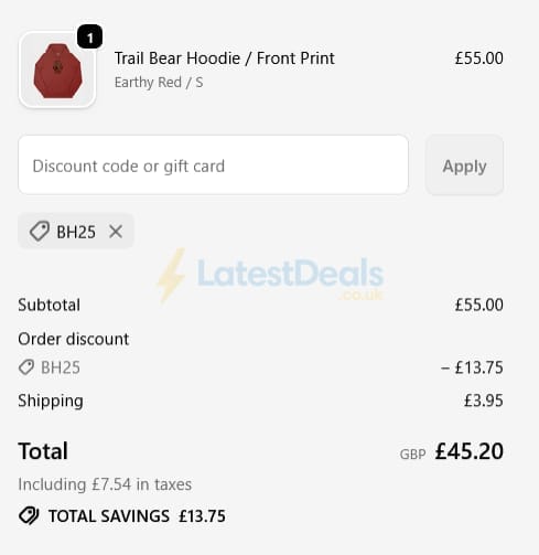 Screenshot of the High Hope discount code working