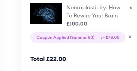 Screenshot of the Of Course discount code working