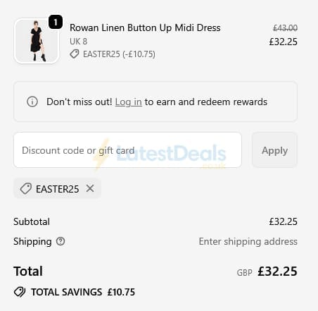 Screenshot of the Disturbia discount code working