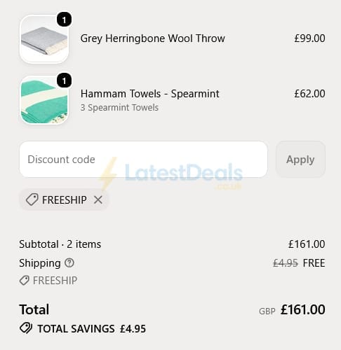 Screenshot of the Tolly McRae discount code working