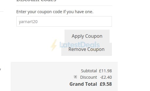 Screenshot of the The Knitting Network discount code working