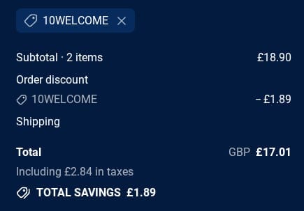 Screenshot of the Wiper Blades discount code working