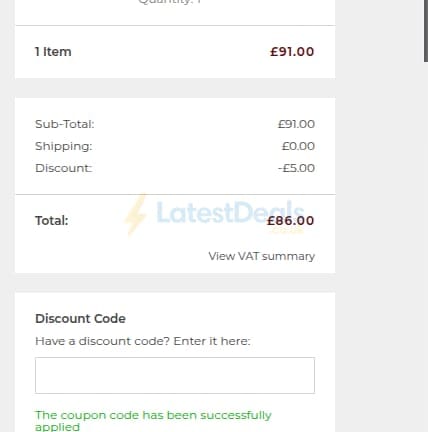 Screenshot of the Shade Station discount code working