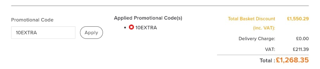 Screenshot of the Spaceslide discount code working