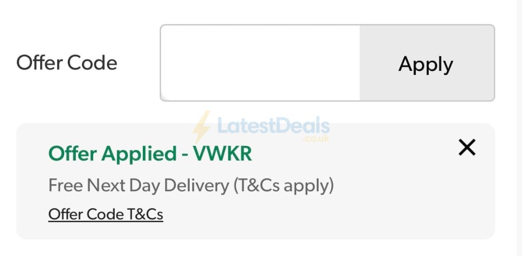 Screenshot of the Kaleidoscope discount code working