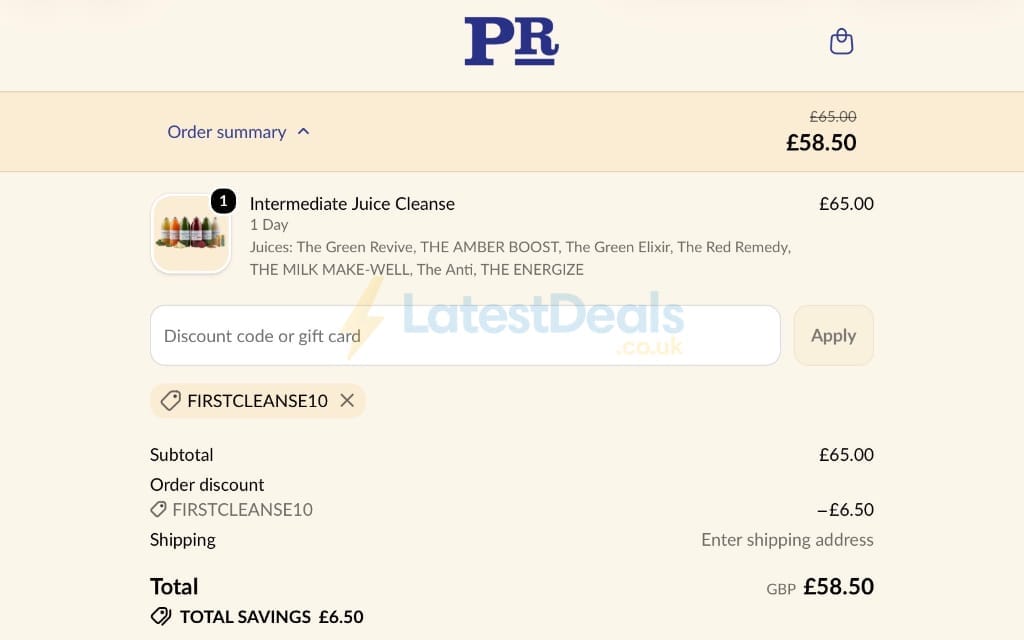Screenshot of the Presscription discount code working