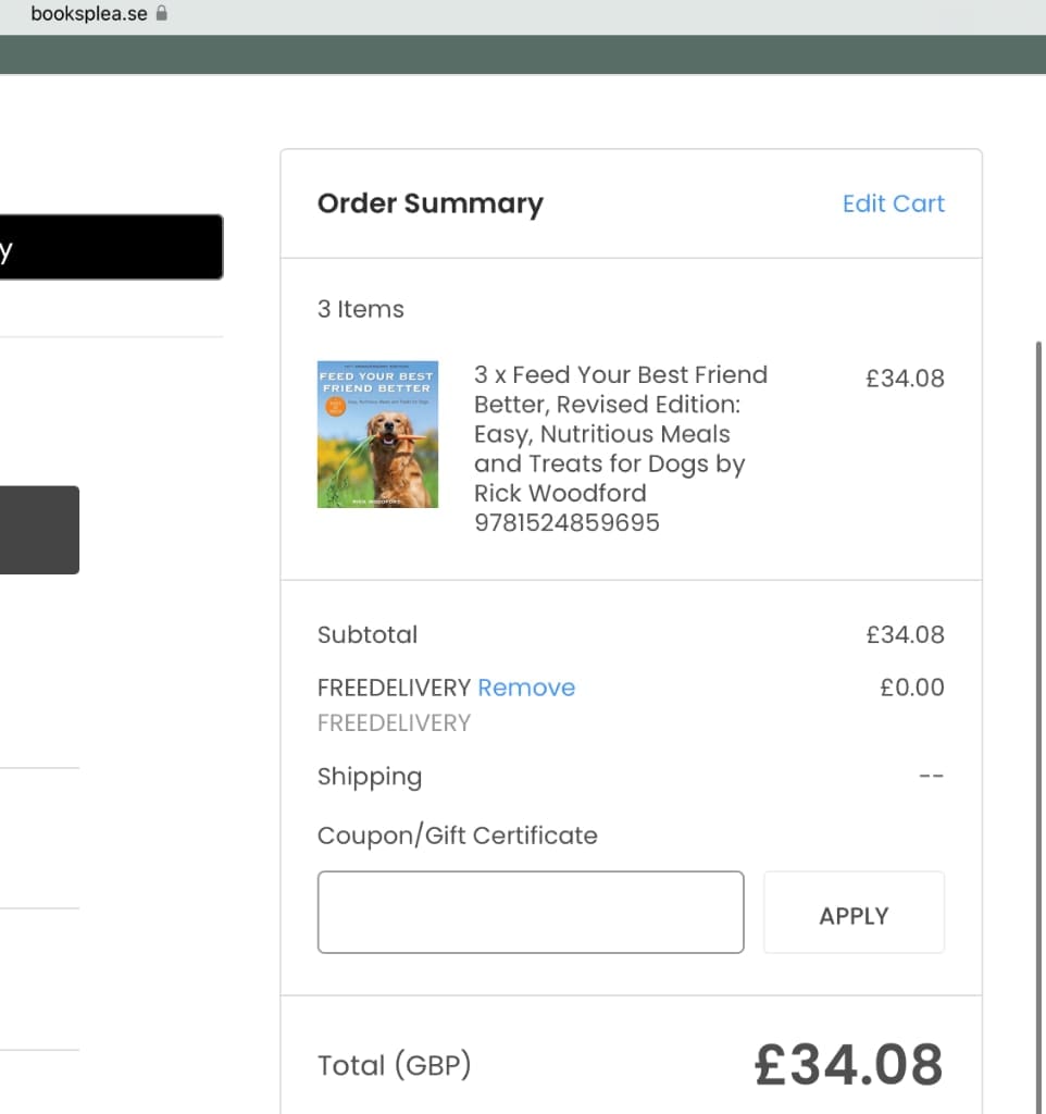 Screenshot of the Books Please discount code working
