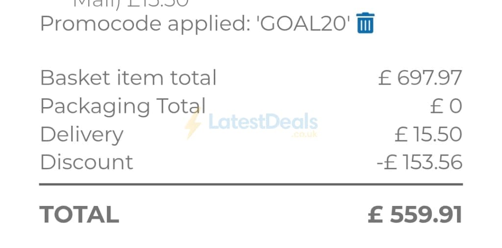 Screenshot of the Into The Blue discount code working