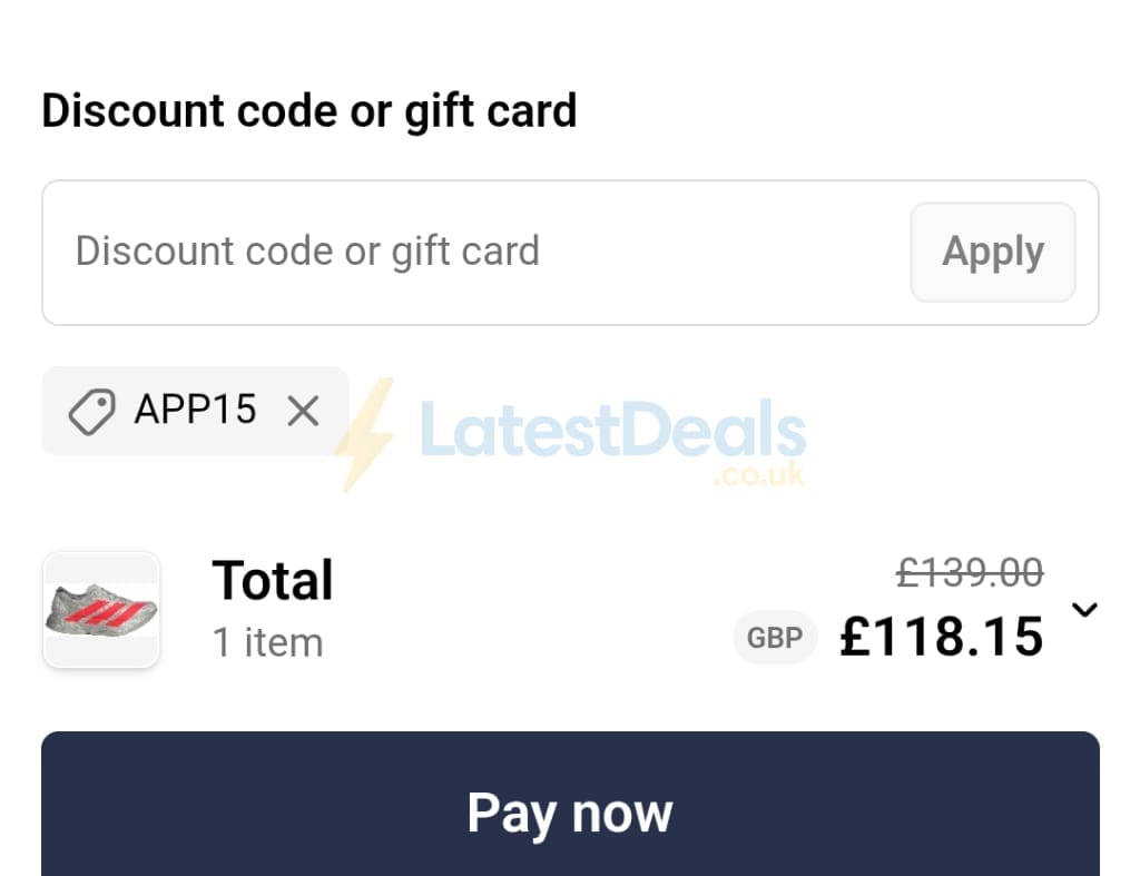 Screenshot of the Start Fitness discount code working