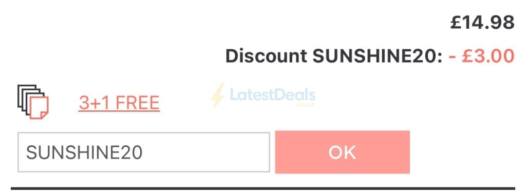 Screenshot of the UKposters discount code working