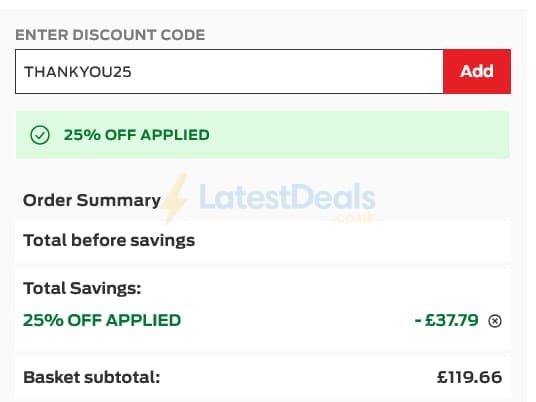Screenshot of the Purina discount code working