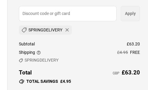 Screenshot of the Oliveandfrank discount code working