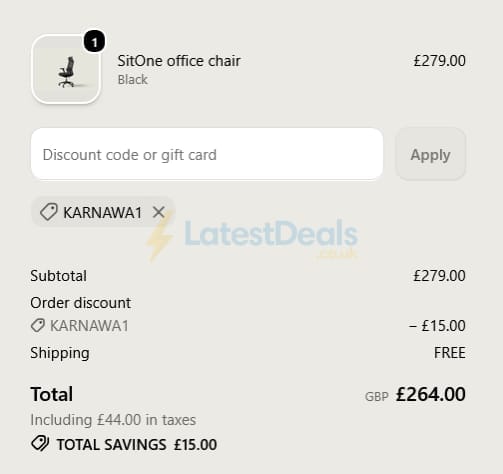 Screenshot of the Desktronic discount code working