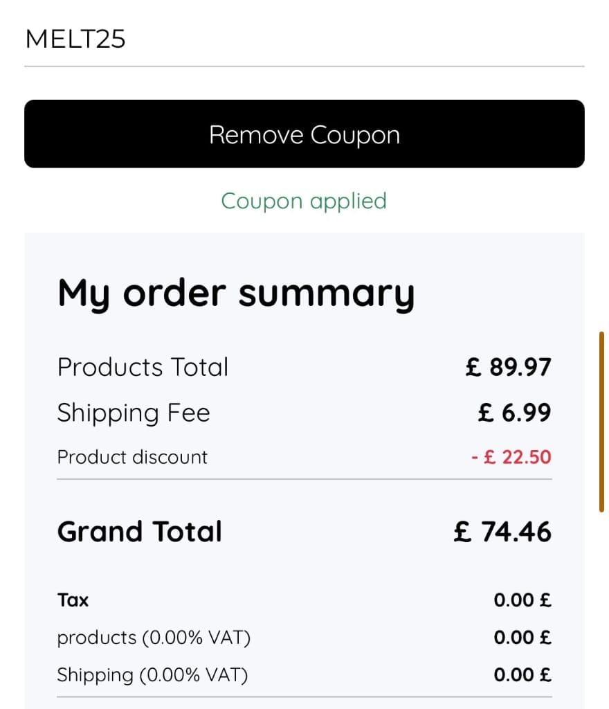 Screenshot of the myphotobook discount code working