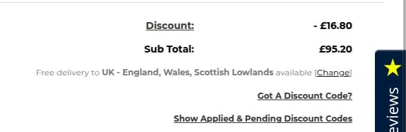 Screenshot of the Castlegate Lights discount code working