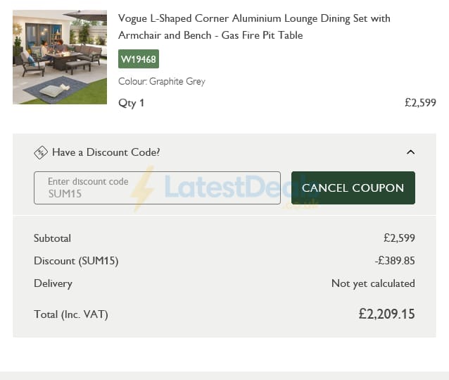 Screenshot of the White Stores discount code working