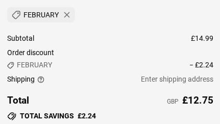 Screenshot of the SAKER discount code working