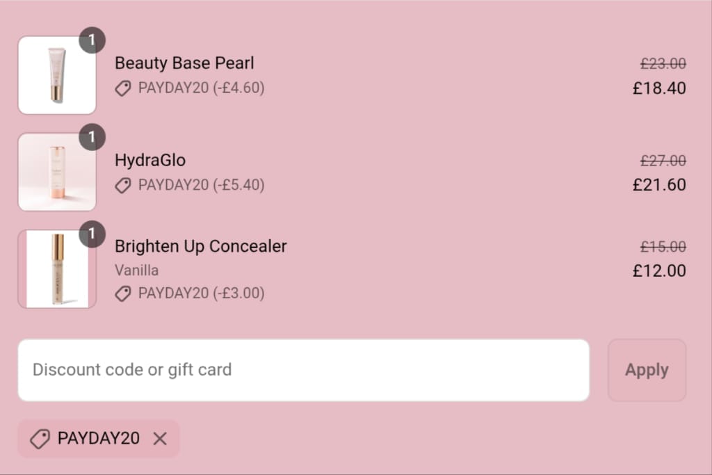 Screenshot of the Sculpted By Aimee discount code working