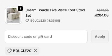 Screenshot of the LULU Loves discount code working