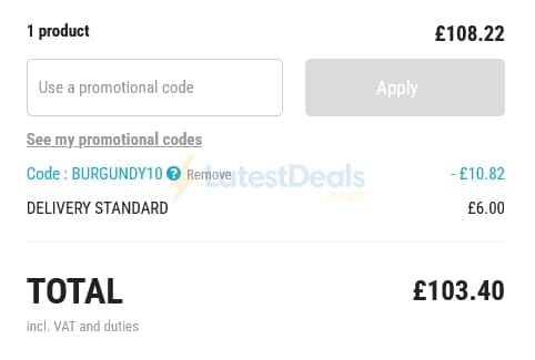 Screenshot of the Vinatis discount code working
