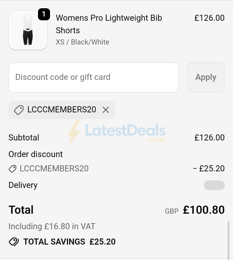 Screenshot of the Le Col discount code working
