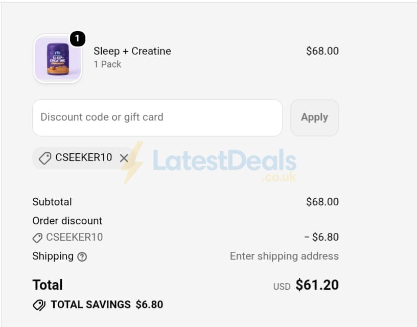 Screenshot of the MoonBrew discount code working