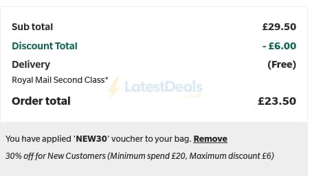 Screenshot of the Nature's Best discount code working