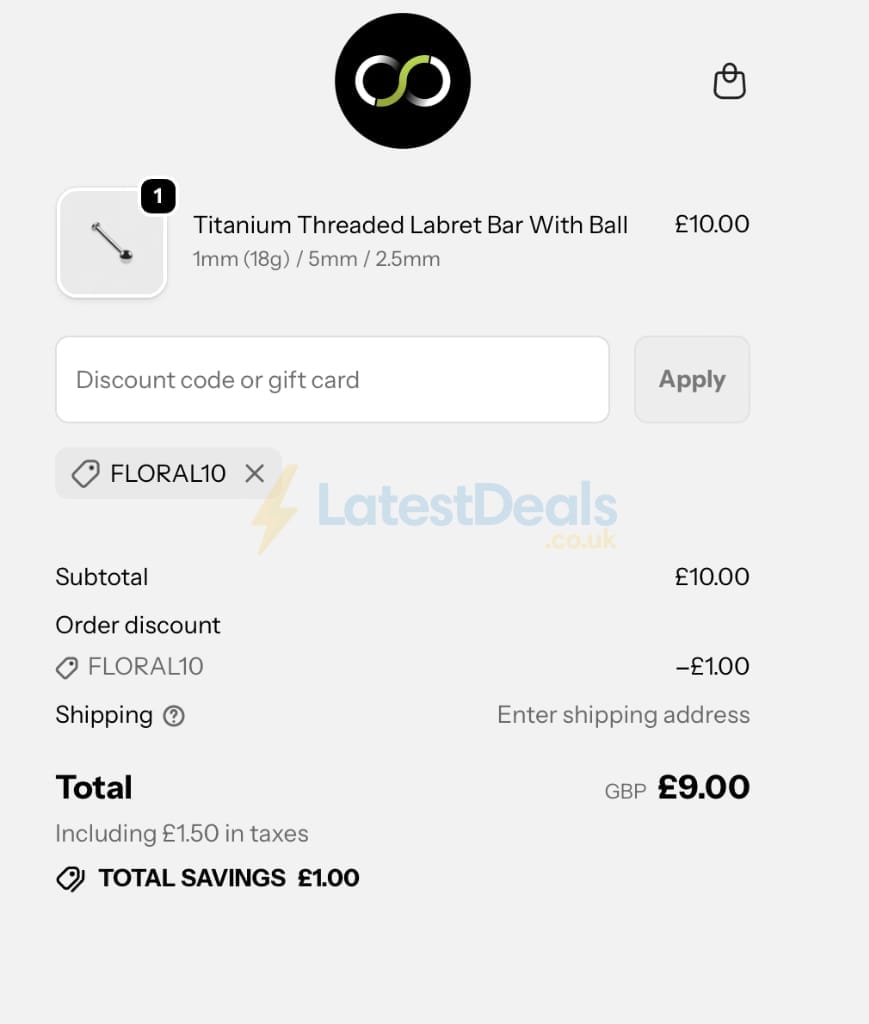 Screenshot of the Stretch It Body Jewellery discount code working