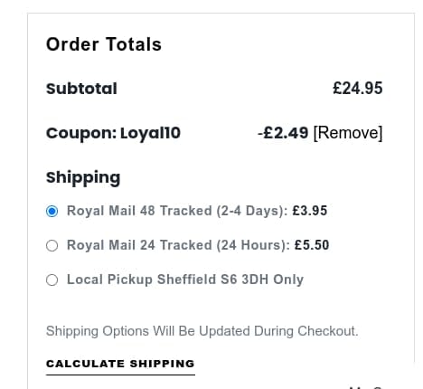 Screenshot of the Snooty Catz discount code working