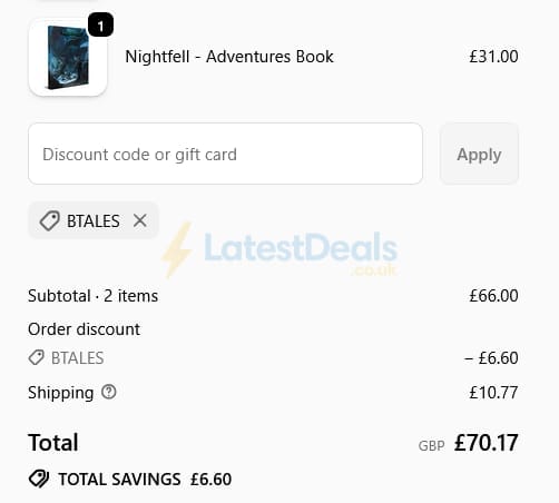 Screenshot of the Modiphius Entertainment discount code working