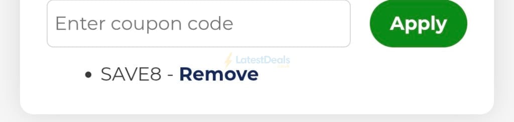 Screenshot of the Healthspan discount code working