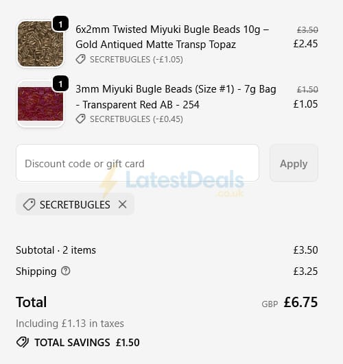 Screenshot of the Spoilt Rotten Beads discount code working