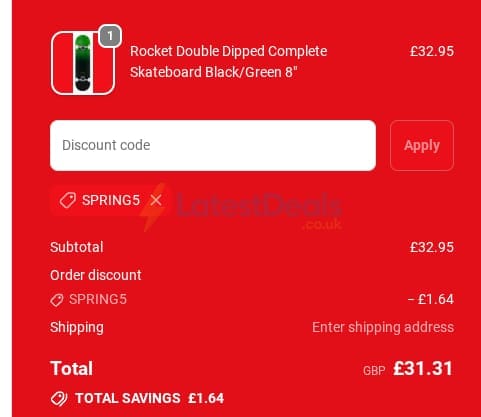 Screenshot of the Ripped Knees discount code working