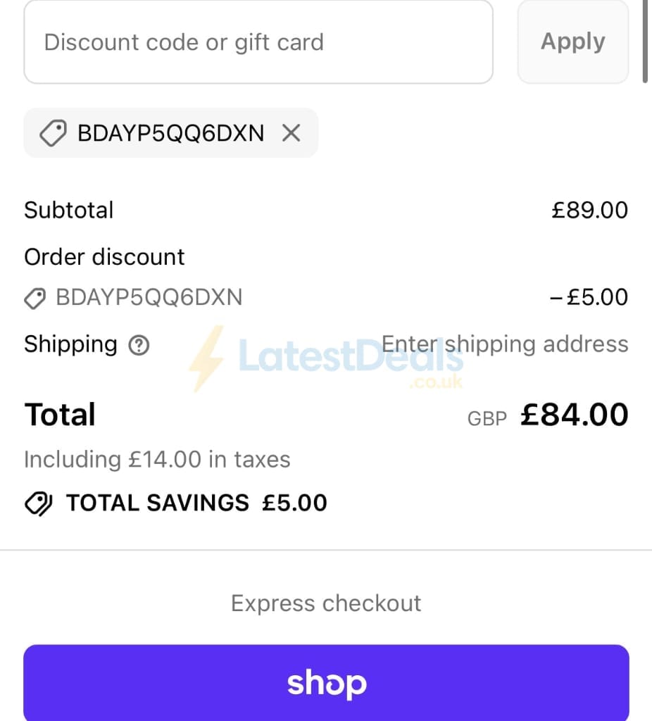 Screenshot of the Mococo discount code working