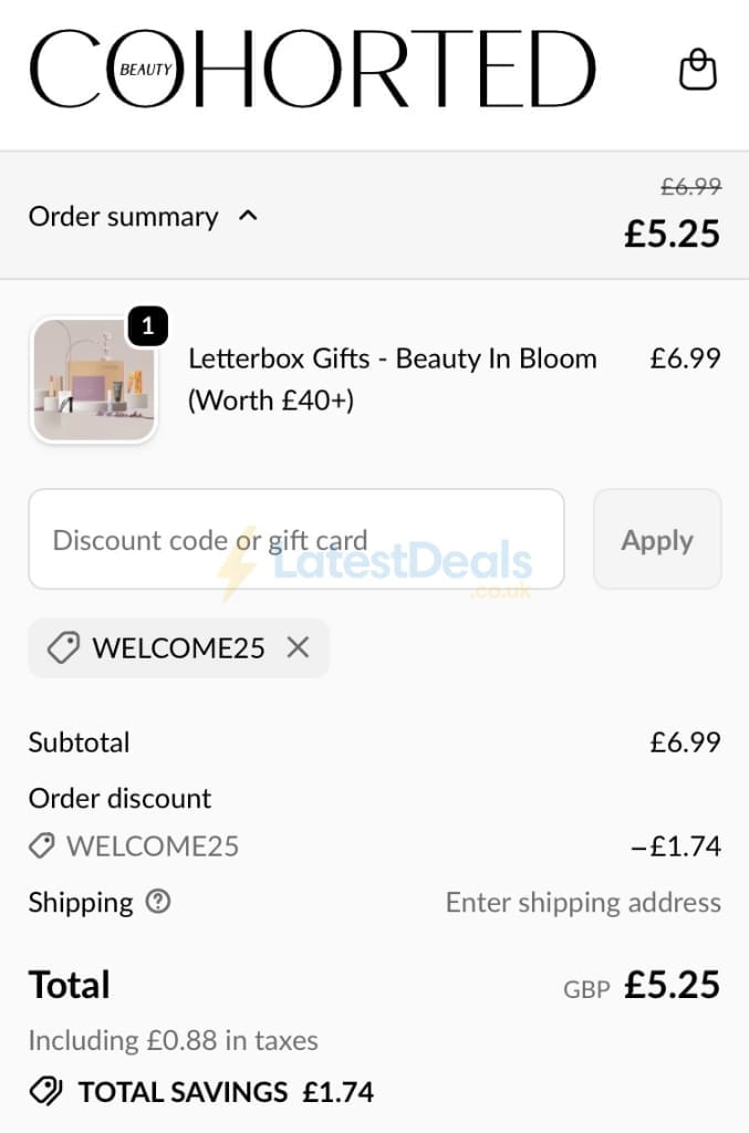 Screenshot of the Cohorted discount code working