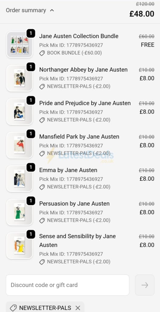 Screenshot of the Penguin discount code working
