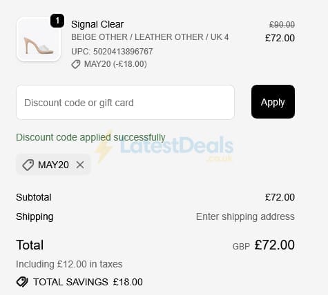 Screenshot of the Steve Madden discount code working